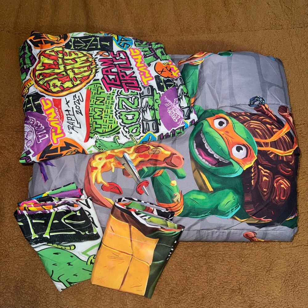 Teenage Mutant Ninja Turtles Twin Comforter Set 4 Pc Bedding Set